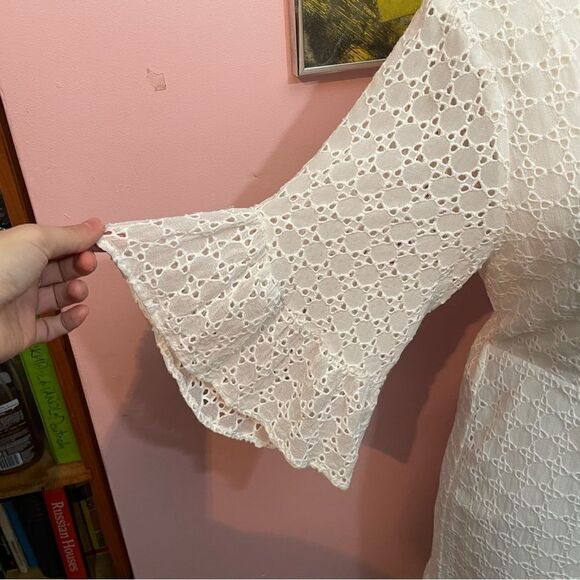 💥Host Pick! x2💥 All Saints Ivory Marlow Ette Eyelet Wrap Mini Dress - Picture 15 of 15